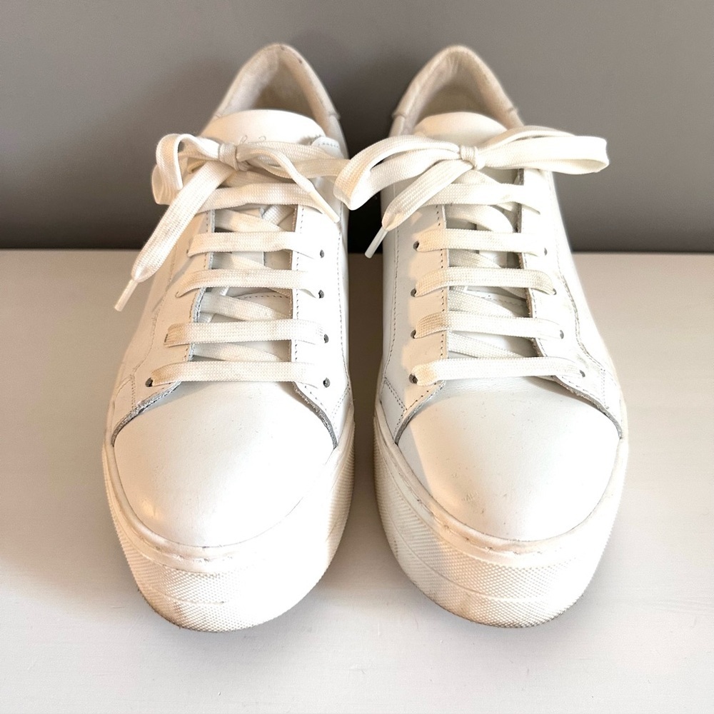 BOS & CO - Maya Women's White Sneakers Lace-Up Size 39 EU (8) EUC Platform